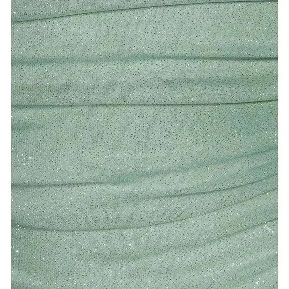 Jump Apparel Glitter Square Neck Ruched Long Sleeve W/ Ties At Hemline Dress M - Picture 3 of 10